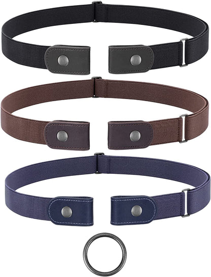 3 Pack No Buckle Stretch Women Belt Buckle Free Invisible Elastic Waist Belts for Jeans Dresses Apparel & Accessories > Clothing Accessories > Belts WOWOGO   