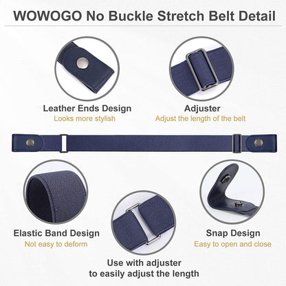 3 Pack No Buckle Stretch Women Belt Buckle Free Invisible Elastic Waist Belts for Jeans Dresses Apparel & Accessories > Clothing Accessories > Belts WOWOGO   