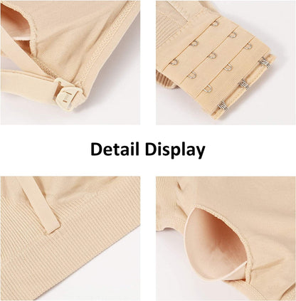 3 Pack Nursing Bra for Breastfeeding Women Maternity Bralette Wireless Sleeping Bras(Black/Beige/White,L) X-Large