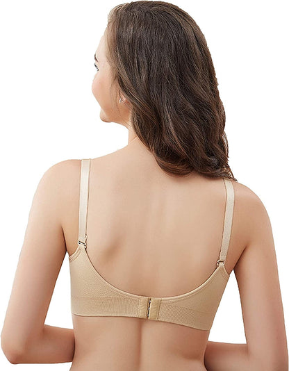 3 Pack Nursing Bra Seamless Breastfeeding Bras with Extra Washable Nursing Pad Maternity Sleep Bralette for Women