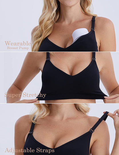 3 Pack Seamless Clip down Deep V Neck Push up Nursing Bra Maternity Bras 3PACK Inlcuding Extenders & Clips