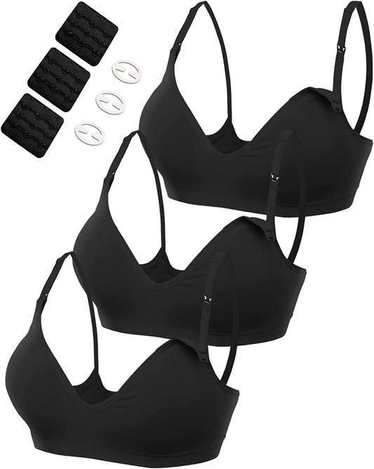 3 Pack Seamless Clip down Deep V Neck Push up Nursing Bra Maternity Bras 3PACK Inlcuding Extenders & Clips Push Up :Three Pack Black / Small