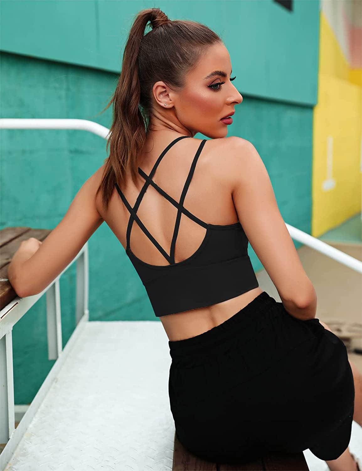 3 Pack Strappy Sports Bra for Women Sexy Crisscross for Yoga Running Athletic Gym Workout Fitness Tank Tops