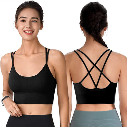 3 Pack Strappy Sports Bra for Women Sexy Crisscross for Yoga Running Athletic Gym Workout Fitness Tank Tops