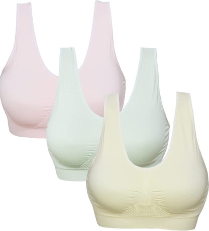 3 Pack Women'S Ultimate Comfy Medium Support Seamless Wireless Sports Bra with Removable Pads Style--pp-02 / 6X