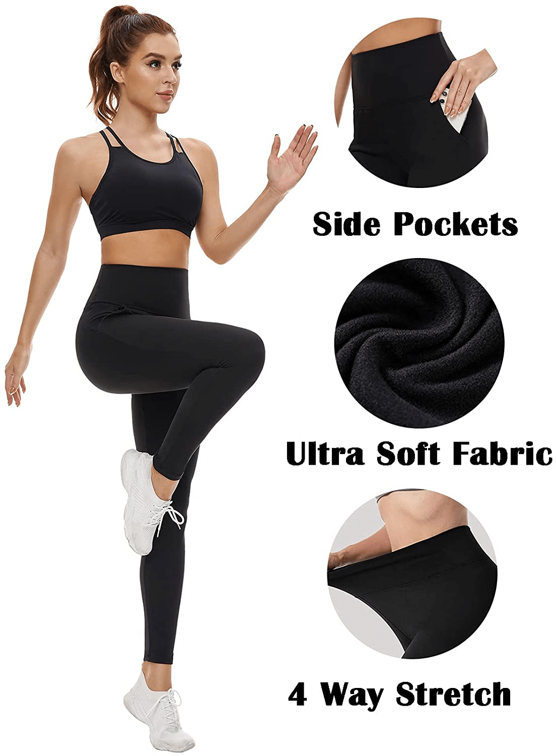 3 Pack Womens Leggings-No See-Through High Waisted Tummy Control Yoga Pants Workout Running Legging-Reg&Plus Size Apparel & Accessories > Clothing > Activewear FULLSOFT   