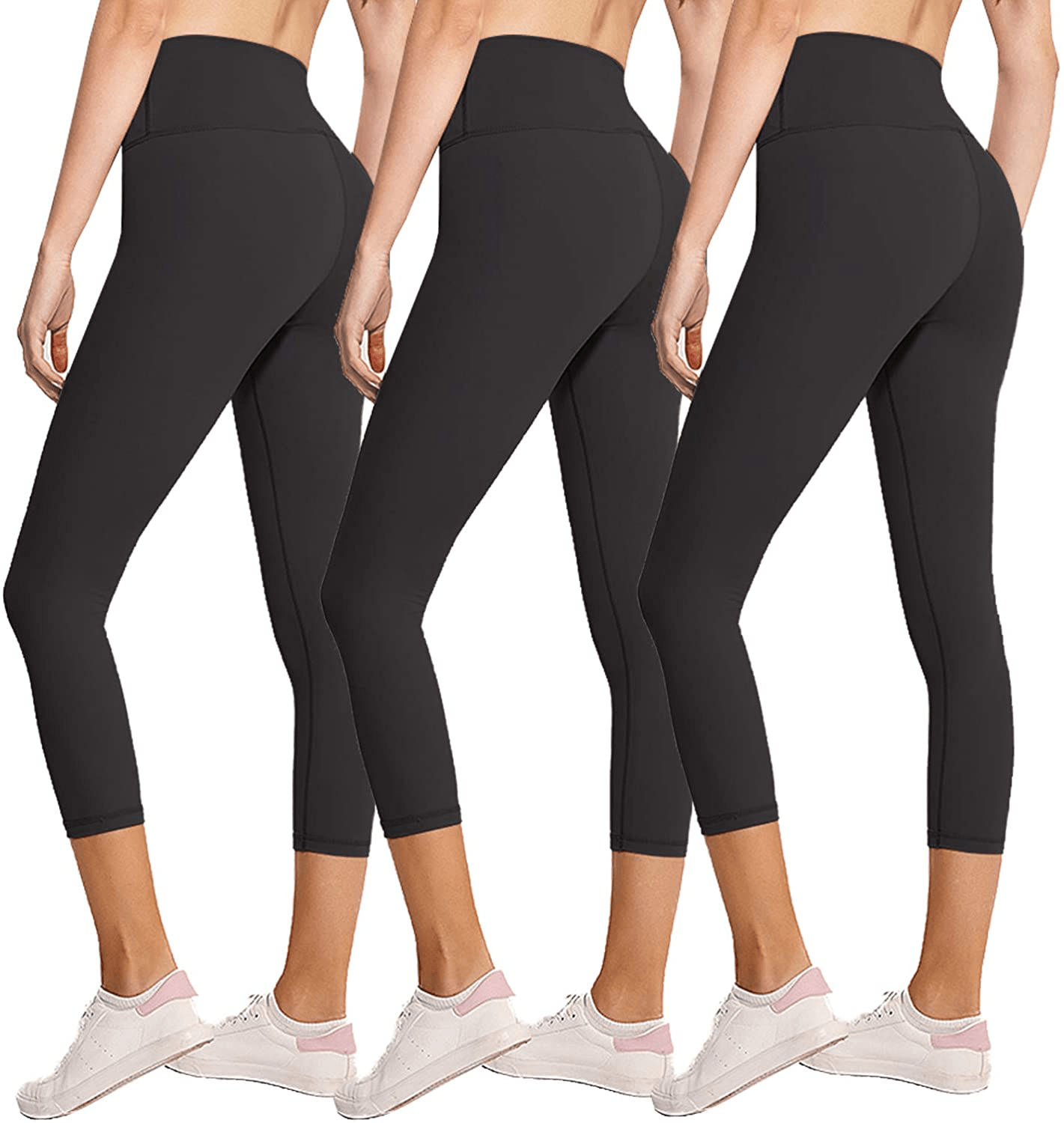 3 Pack Womens Leggings-No See-Through High Waisted Tummy Control Yoga Pants Workout Running Legging-Reg&Plus Size Apparel & Accessories > Clothing > Activewear FULLSOFT 2-3 Pack Capri Black,black,black Small-Medium 