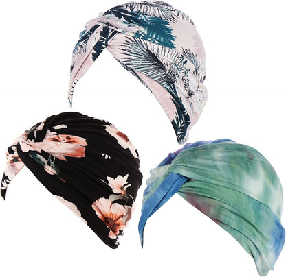 3 Pack Womens Printed Turban Hat Head Wraps Covers Chemo Cancer Beanies Cap Headwear Apparel & Accessories > Clothing Accessories > Headwear Qiabao 3 Pcs-m  