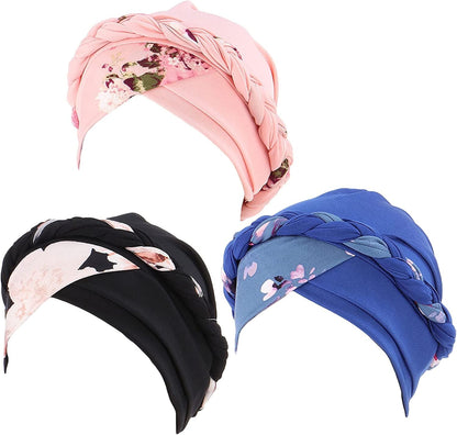 3 Pack Womens Printed Turban Hat Head Wraps Covers Chemo Cancer Beanies Cap Headwear Apparel & Accessories > Clothing Accessories > Headwear Qiabao 3 Pcs-b  