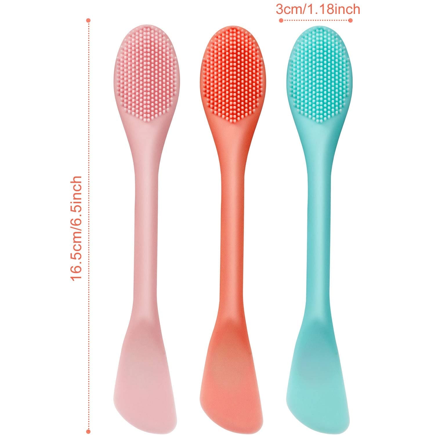 3 Packs Double-Ended Silicone Face Mask Brush Silicone Facial Mud Mask Applicator Brushes Cosmetic Makeup Brush Scoop Soft Silicone Beauty Brush Tools for Cream, Lotion (Light Green, Orange, Pink) Health & Beauty > Personal Care > Cosmetics > Cosmetic Tools > Makeup Tools Shappy   