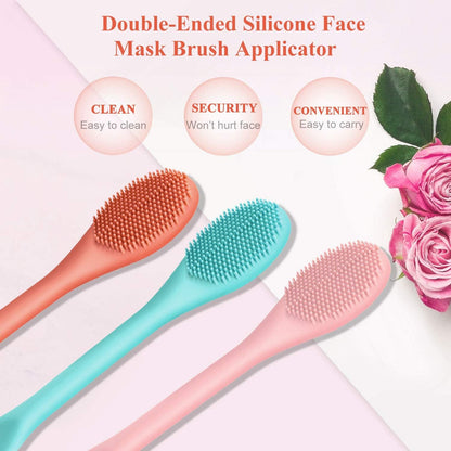 3 Packs Double-Ended Silicone Face Mask Brush Silicone Facial Mud Mask Applicator Brushes Cosmetic Makeup Brush Scoop Soft Silicone Beauty Brush Tools for Cream, Lotion (Light Green, Orange, Pink) Health & Beauty > Personal Care > Cosmetics > Cosmetic Tools > Makeup Tools Shappy   