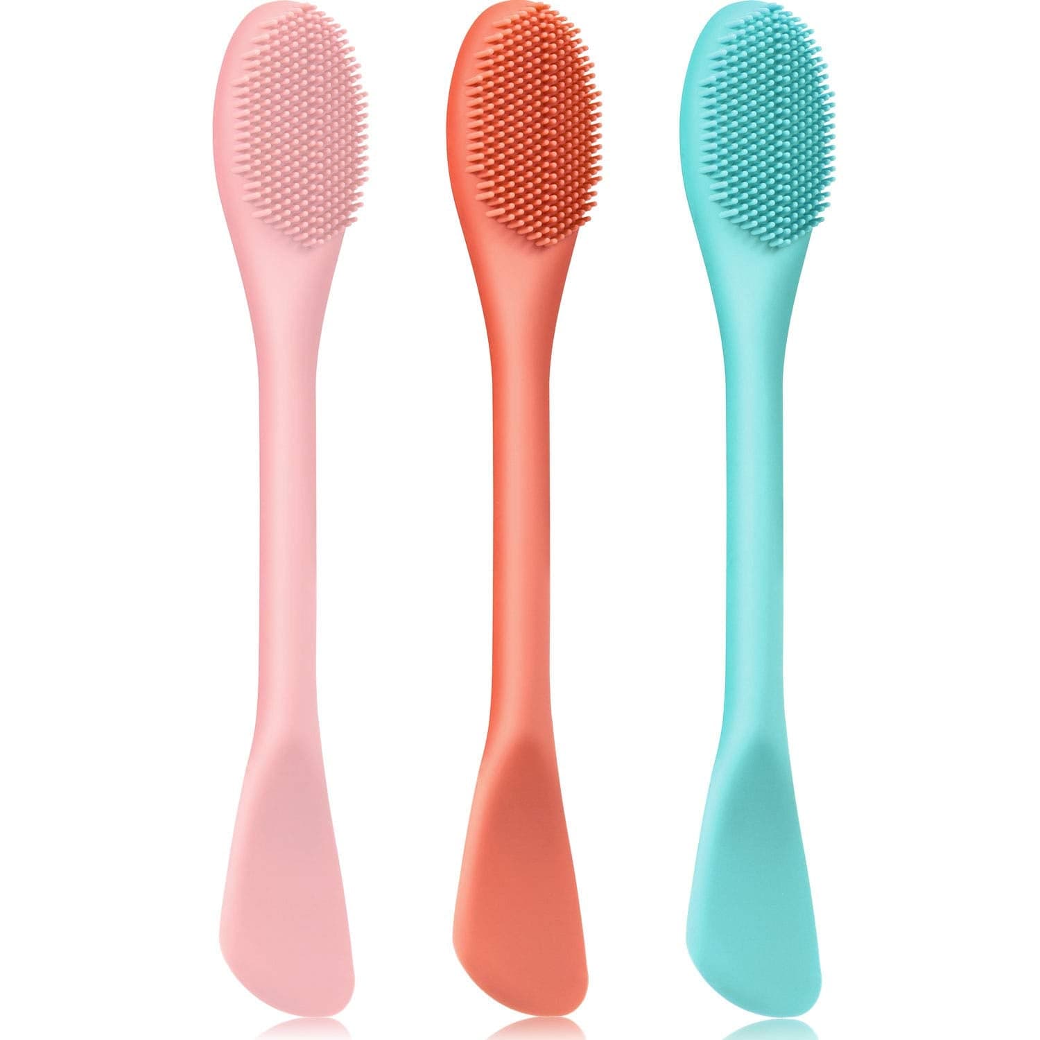 3 Packs Double-Ended Silicone Face Mask Brush Silicone Facial Mud Mask Applicator Brushes Cosmetic Makeup Brush Scoop Soft Silicone Beauty Brush Tools for Cream, Lotion (Light Green, Orange, Pink) Health & Beauty > Personal Care > Cosmetics > Cosmetic Tools > Makeup Tools Shappy   