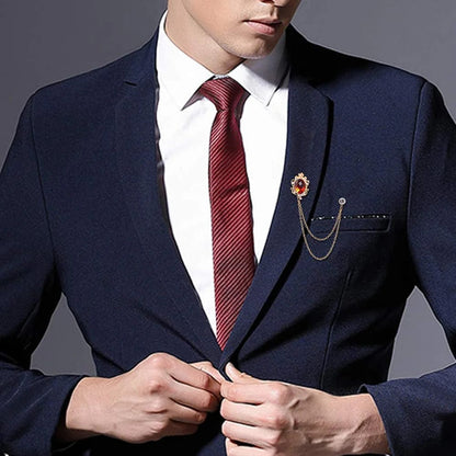 3 Packs Men'S Gem Brooch Lapel Pin Badge Hanging Chains Collar Brooches Pin for Career Suit Tuxedo of Shirts Tie Hat Scarf for Boyfriend Father Birthday Holiday Gift Black/Red/Blue