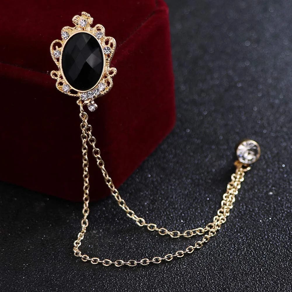3 Packs Men'S Gem Brooch Lapel Pin Badge Hanging Chains Collar Brooches Pin for Career Suit Tuxedo of Shirts Tie Hat Scarf for Boyfriend Father Birthday Holiday Gift Black/Red/Blue