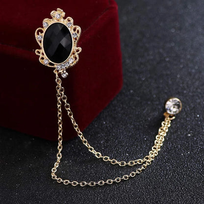 3 Packs Men'S Gem Brooch Lapel Pin Badge Hanging Chains Collar Brooches Pin for Career Suit Tuxedo of Shirts Tie Hat Scarf for Boyfriend Father Birthday Holiday Gift Black/Red/Blue