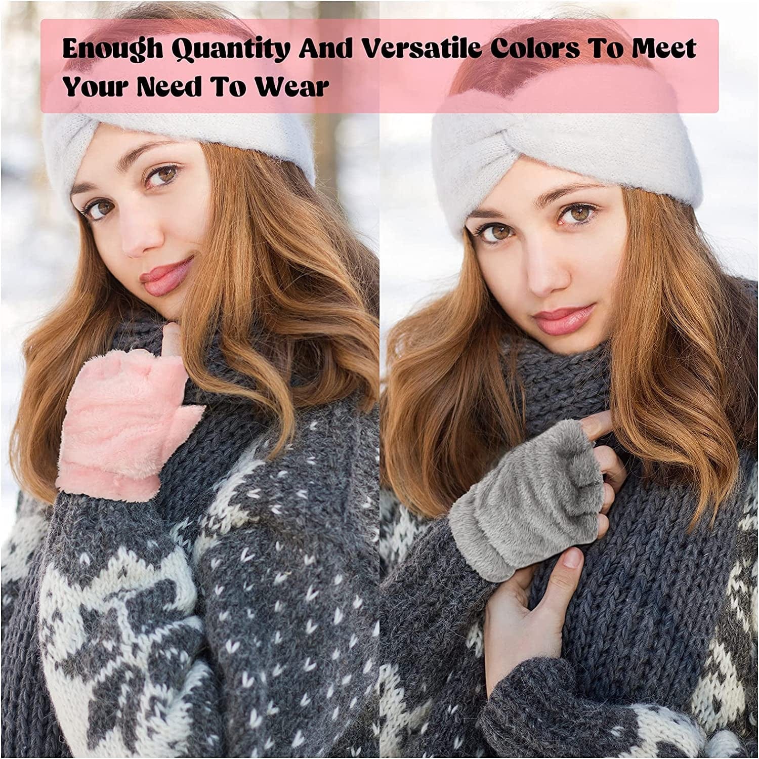 3 Pairs Cat Paw Gloves Fingerless Fuzzy Plush Gloves for Women Girls Apparel & Accessories > Clothing Accessories > Gloves & Mittens SATINIOR   