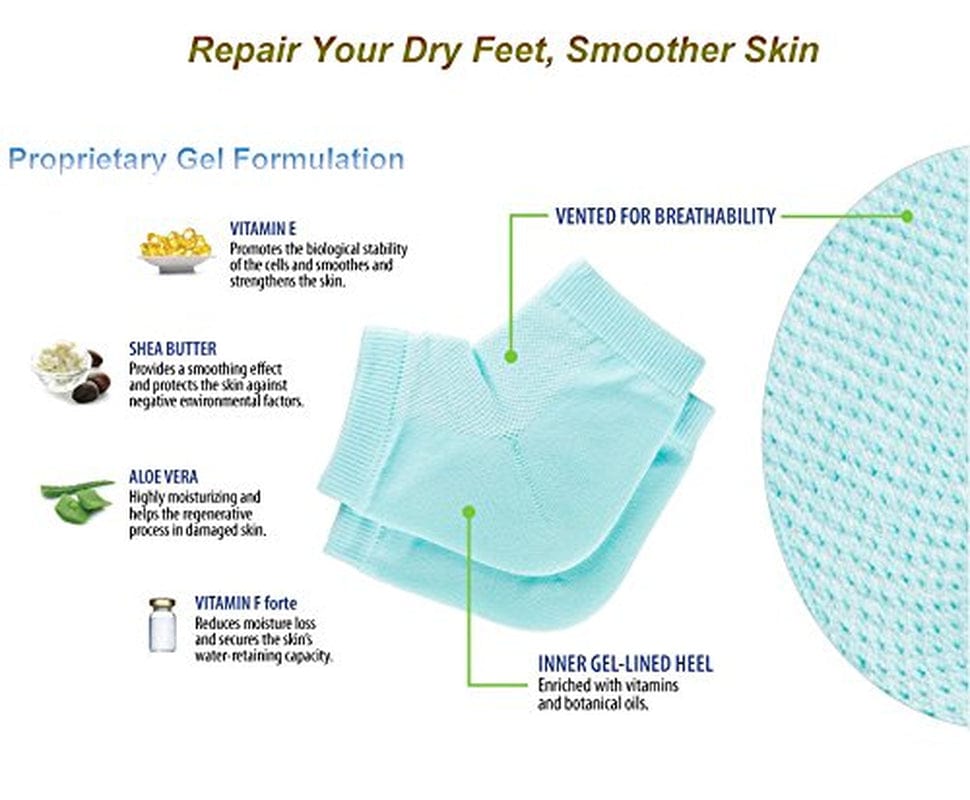 3 Pairs Moisturizing Gel Heel Socks Vented Unisex Toe Open Feet Care Dry Skin Health & Beauty > Personal Care > Foot Care CGBOOM   