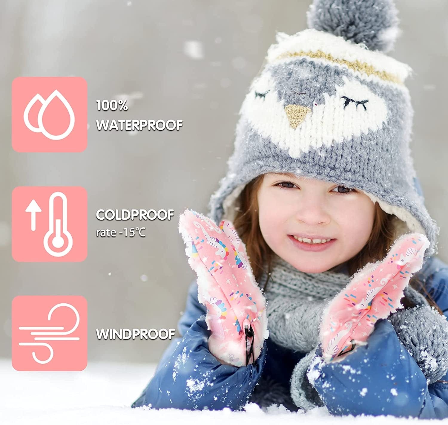 3 Pairs Toddler Waterproof Gloves Mittens Lined with Fleece for Winter Skiing with 2-4 Years Old Apparel & Accessories > Clothing Accessories > Gloves & Mittens SATINIOR   