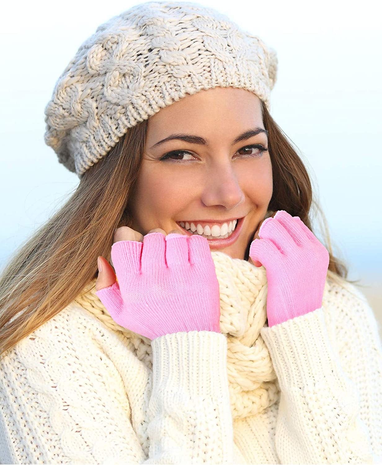 3 Pairs Women Fingerless Gloves Winter Half Finger Knit Gloves for Women Men Apparel & Accessories > Clothing Accessories > Gloves & Mittens SATINIOR   