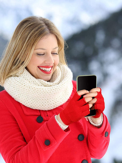 3 Pairs Women Fingerless Gloves Winter Half Finger Knit Gloves for Women Men Apparel & Accessories > Clothing Accessories > Gloves & Mittens SATINIOR   