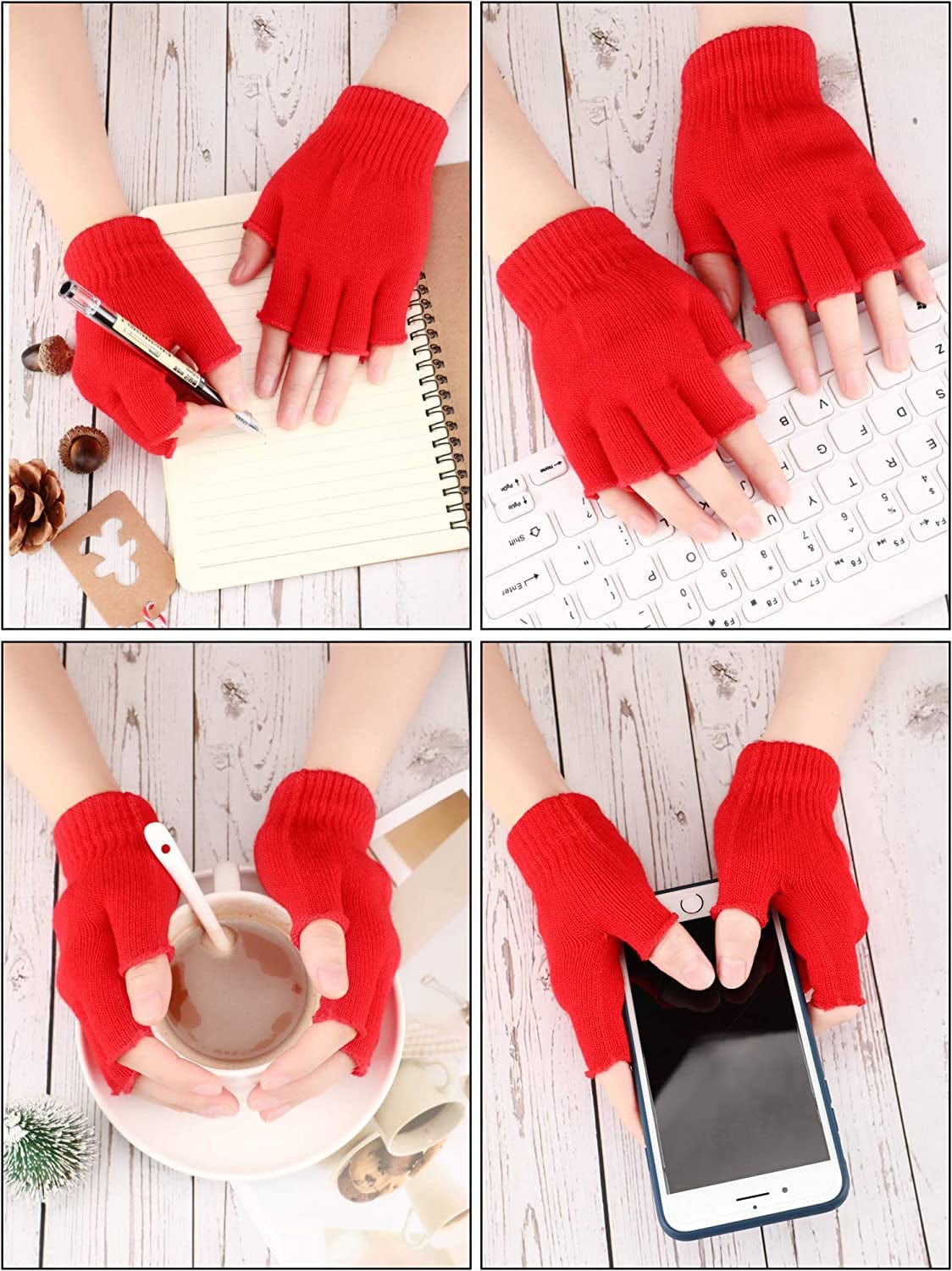 3 Pairs Women Fingerless Gloves Winter Half Finger Knit Gloves for Women Men Apparel & Accessories > Clothing Accessories > Gloves & Mittens SATINIOR   