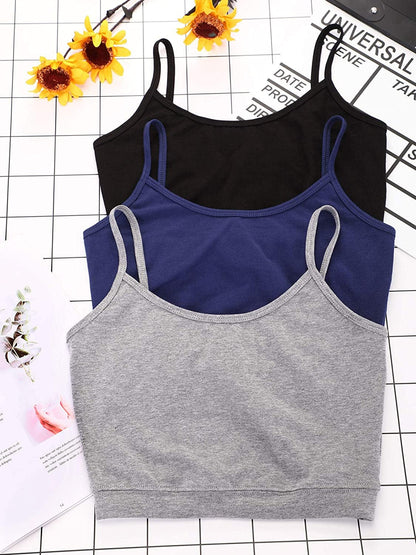 3 Pcs Crop Camisole Top Spaghetti Strap Tank Sleeveless Crop Tank Top for Women Sports