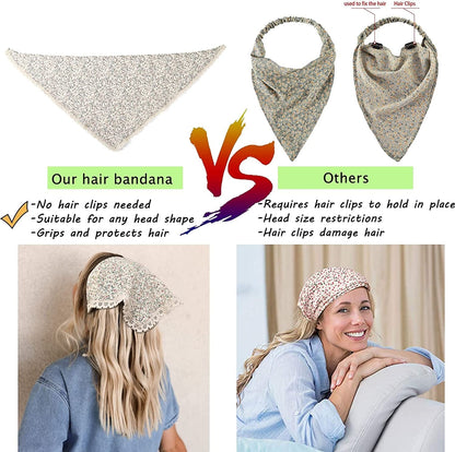 3 PCS Floral Hair Bandanas Head Kerchief - Women Bandana Print Chiffon Hair Scarf Triangle Hair Kerchief with Ties Head Scarf Apparel & Accessories > Clothing Accessories > Bandanas & Headties CHLINS   