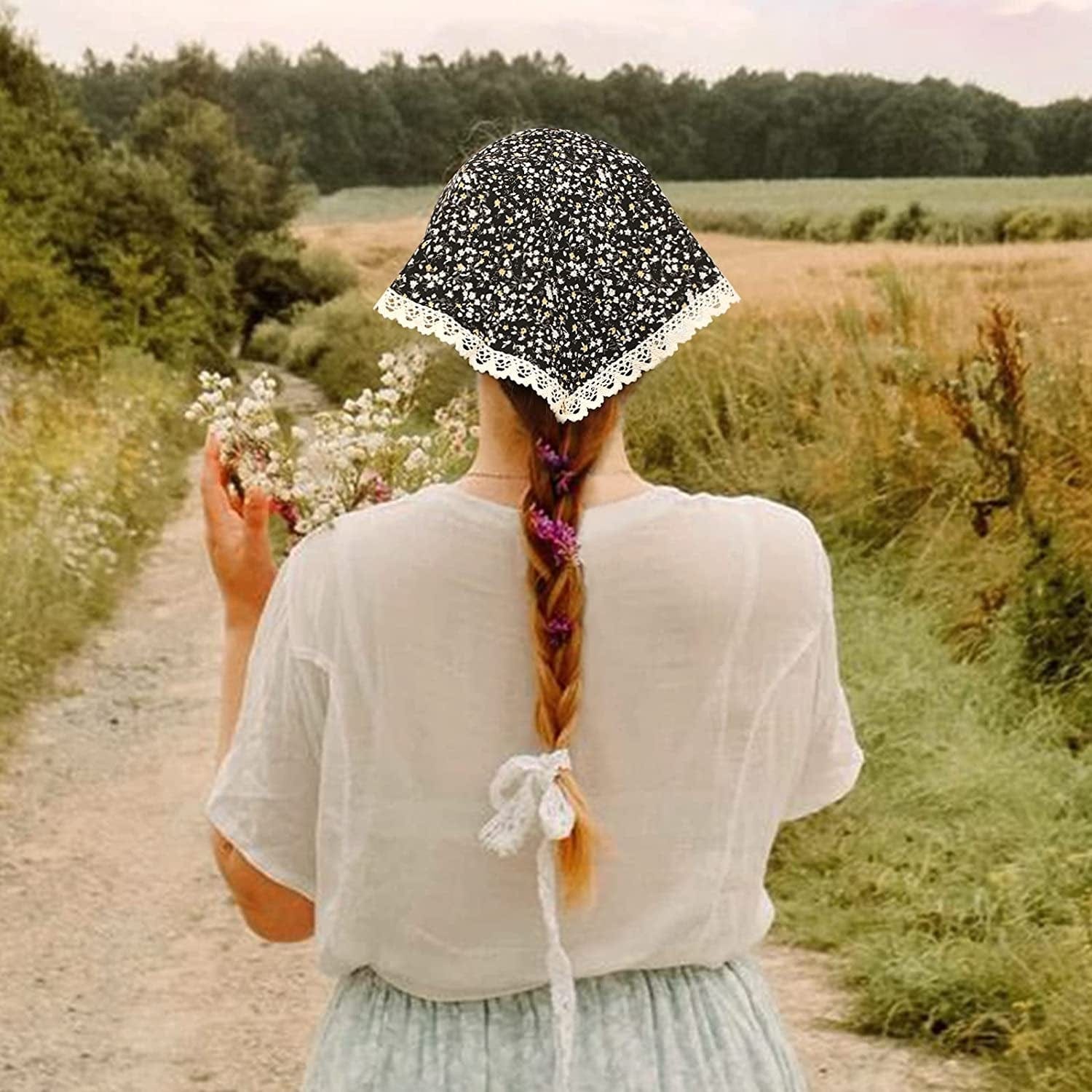 3 PCS Floral Hair Bandanas Head Kerchief - Women Bandana Print Chiffon Hair Scarf Triangle Hair Kerchief with Ties Head Scarf Apparel & Accessories > Clothing Accessories > Bandanas & Headties CHLINS   