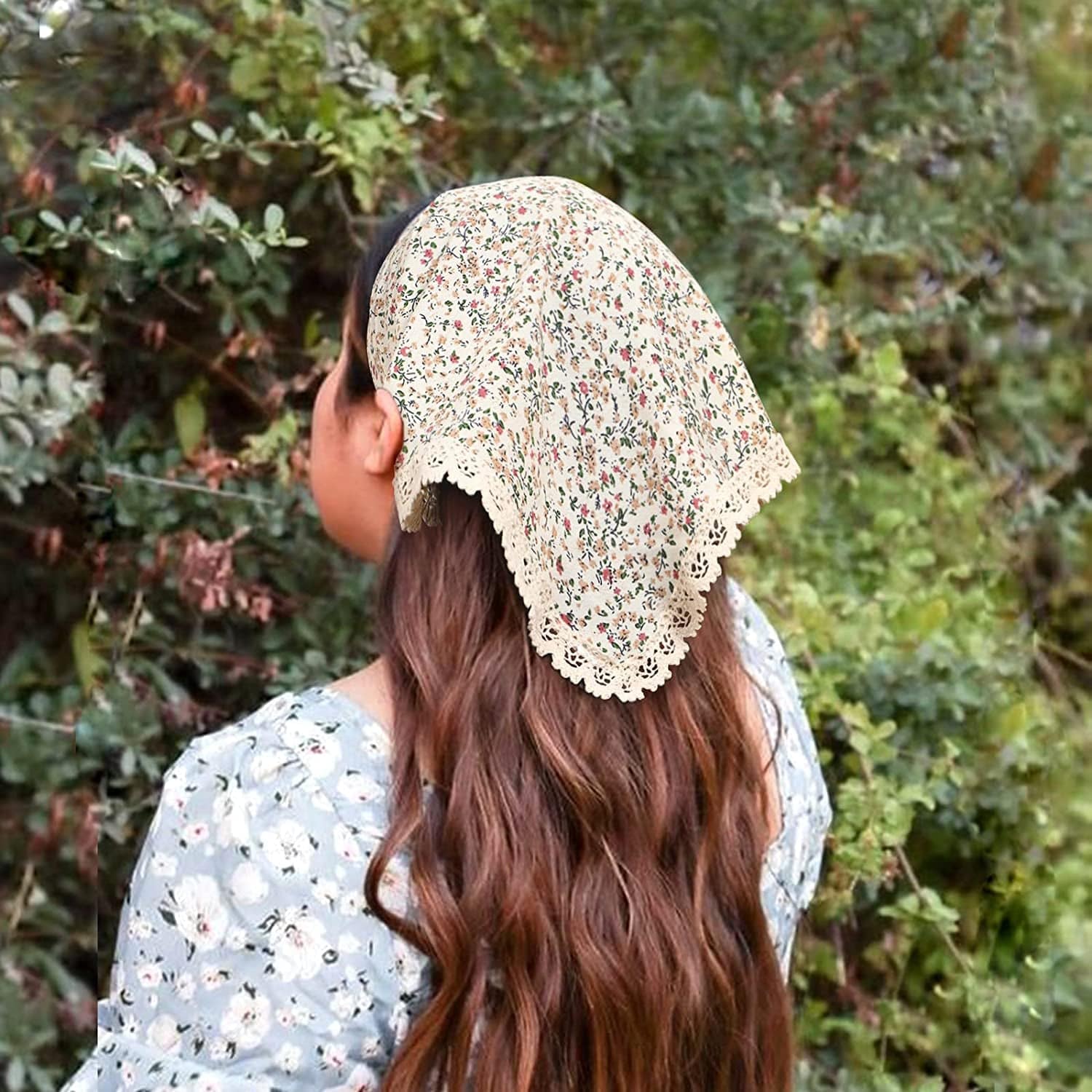 3 PCS Floral Hair Bandanas Head Kerchief - Women Bandana Print Chiffon Hair Scarf Triangle Hair Kerchief with Ties Head Scarf Apparel & Accessories > Clothing Accessories > Bandanas & Headties CHLINS   