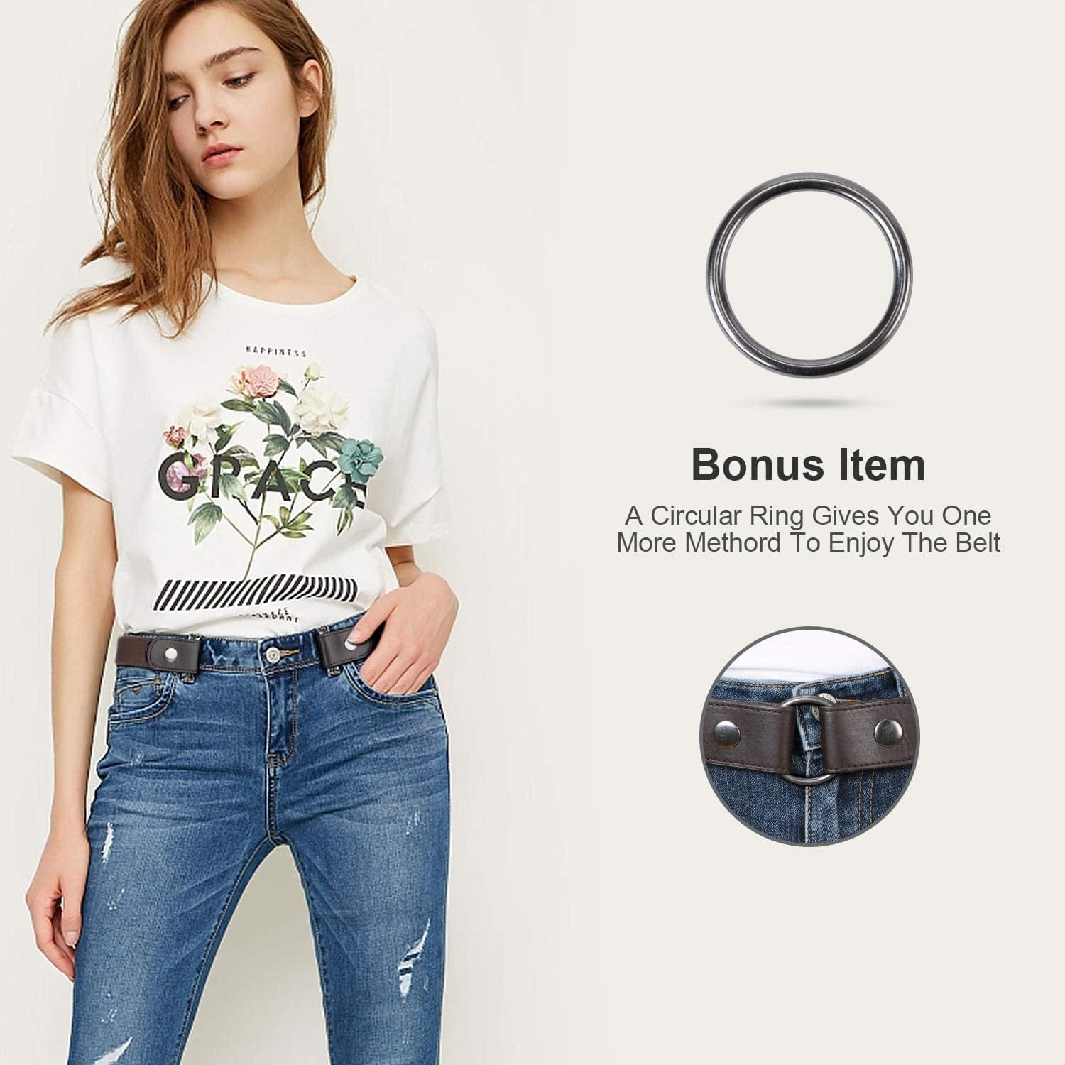 3 Pieces 4 Pieces Buckle Free Adjustable Women Belt, WHIPPY No Buckle Invisible Elastic Belt for Jeans Pants Apparel & Accessories > Clothing Accessories > Belts WHIPPY   