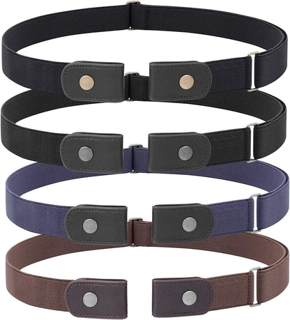 3 Pieces 4 Pieces Buckle Free Adjustable Women Belt, WHIPPY No Buckle Invisible Elastic Belt for Jeans Pants Apparel & Accessories > Clothing Accessories > Belts WHIPPY 3-black01/Black02/Coffee/Blue L: Fit Pants Size 32"-48" 