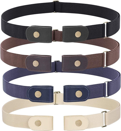 3 Pieces 4 Pieces Buckle Free Adjustable Women Belt, WHIPPY No Buckle Invisible Elastic Belt for Jeans Pants Apparel & Accessories > Clothing Accessories > Belts WHIPPY 2-black/Coffee/Blue/Beige L: Fit Pants Size 32"-48" 