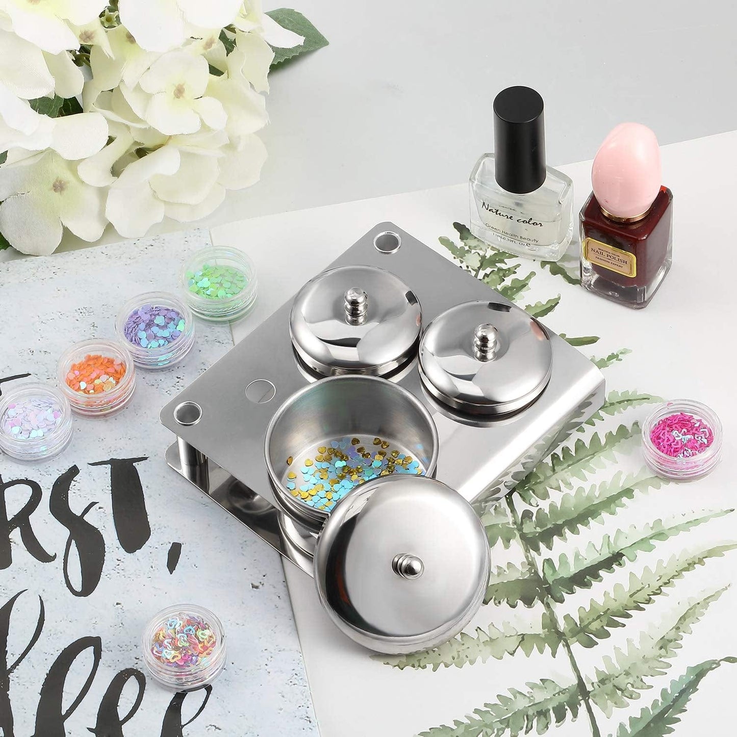 3 Pieces Acrylic Liquid Container Stainless Steel Acrylic Liquid Powder Cup Stainless Steel Nail Powder Holder Container with Lids for Nail Design Tools Health & Beauty > Personal Care > Cosmetics > Cosmetic Tools > Nail Tools Maitys   