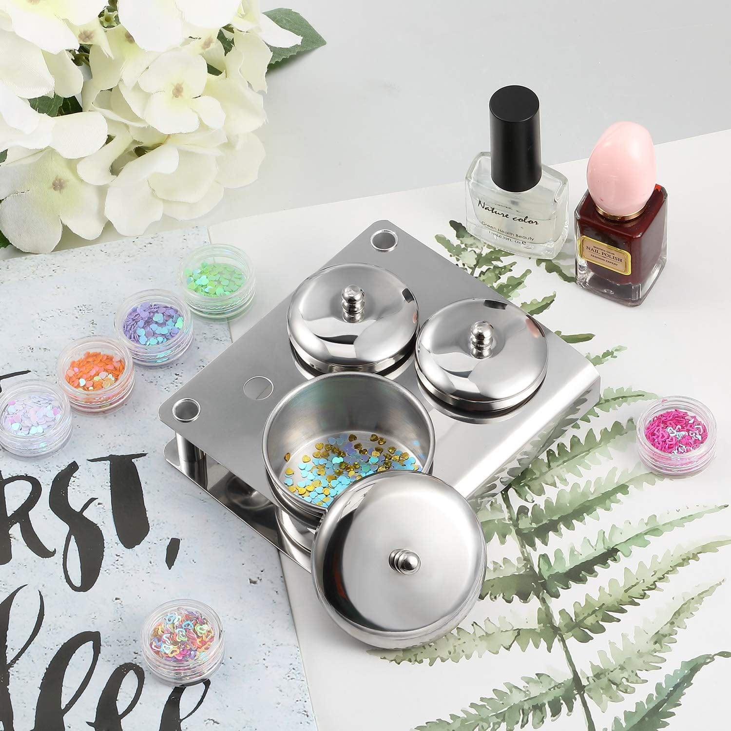 3 Pieces Acrylic Liquid Container Stainless Steel Acrylic Liquid Powder Cup Stainless Steel Nail Powder Holder Container with Lids for Nail Design Tools Health & Beauty > Personal Care > Cosmetics > Cosmetic Tools > Nail Tools Maitys   
