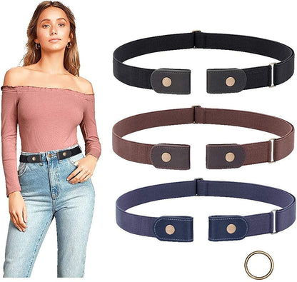 3 Pieces No Buckle Belts SUOSDEY Women Belt, Buckle Free Invisible Elastic Belt for Jeans Pants Apparel & Accessories > Clothing Accessories > Belts SUOSDEY A: Black/Coffee/Blue Fit Pants Size 34"-48" 