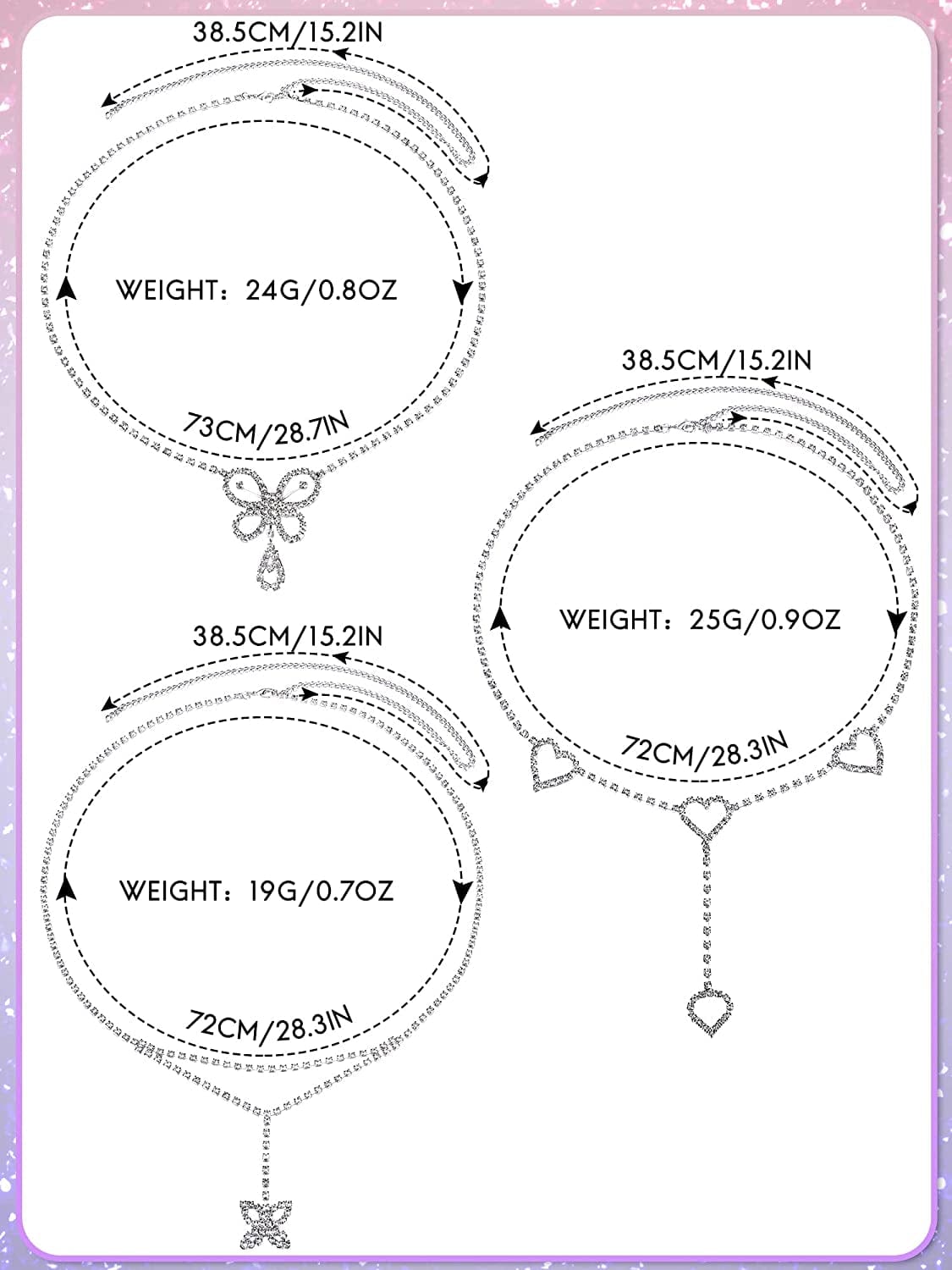 3 Pieces Rhinestone Waist Belly Chains for Women Diamond Heart Butterfly Waist Chain Crystal Jewelry Body Chain Summer Beach Body Accessories for Jewelry Girls Apparel & Accessories > Jewelry > Body Jewelry MTLEE   