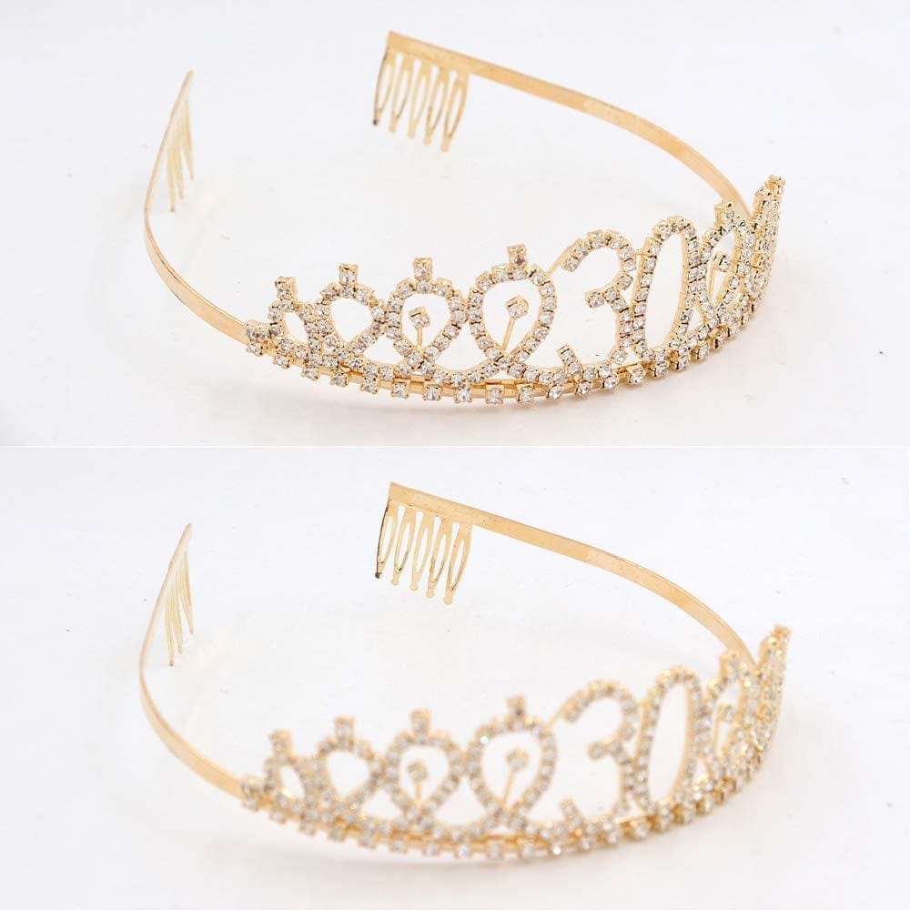 "30 and Fabulous" Sash & Rhinestone Tiara Set - 30Th Birthday Gifts Birthday Sash for Women Birthday Party Supplies (Gold Glitter with Black Lettering) Apparel & Accessories > Clothing Accessories > Sashes ADBetty   