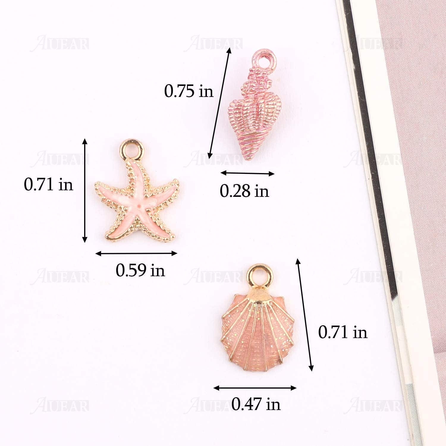 , 30 Pack Ocean Starfish Conch Seashell Enamel Charms Pendants for DIY Jewelry Making (Ocean Charms Style 1)