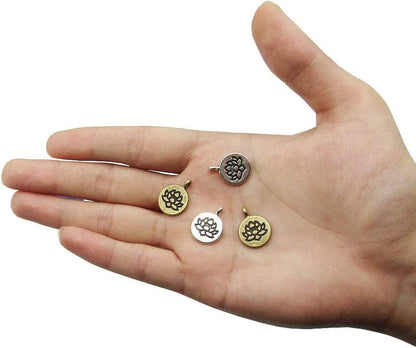 30 Pcs Lotus Flower Charms Yoga Charms Pendant for Jewelry Making Bracelet (Silver & Brone)