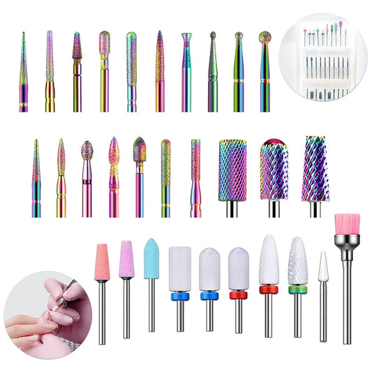 30 Pcs Nail Drill Bits Set - 3/32 Inch Tungsten Carbide Ceramic Nail Drill Bits Acrylic Gel Nail Bit Diamond Cuticle Electric Nail File Cuticle Remover Bits Home Salon Manicure Pedicure Tools Health & Beauty > Personal Care > Cosmetics > Cosmetic Tools > Nail Tools SysMual   