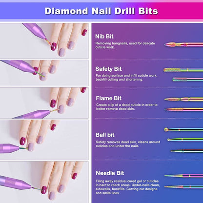30 Pcs Nail Drill Bits Set - 3/32 Inch Tungsten Carbide Ceramic Nail Drill Bits Acrylic Gel Nail Bit Diamond Cuticle Electric Nail File Cuticle Remover Bits Home Salon Manicure Pedicure Tools Health & Beauty > Personal Care > Cosmetics > Cosmetic Tools > Nail Tools SysMual   