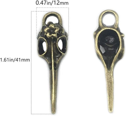 30 Pieces Antique Bronze Alloy Bird Skull Head Pendants Charms for Necklace Jewelry Making
