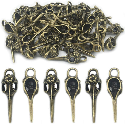 30 Pieces Antique Bronze Alloy Bird Skull Head Pendants Charms for Necklace Jewelry Making
