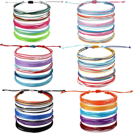 30 Pieces Friendship Bracelets Wave Handmade Woven Braided Bracelet Waterproof Rope Bracelet Surfer Adjustable Bohemian Wrist Cord for Women Men Jewelry Party Accessories(Chic Style) Apparel & Accessories > Jewelry > Bracelets Hicarer Chic Style  