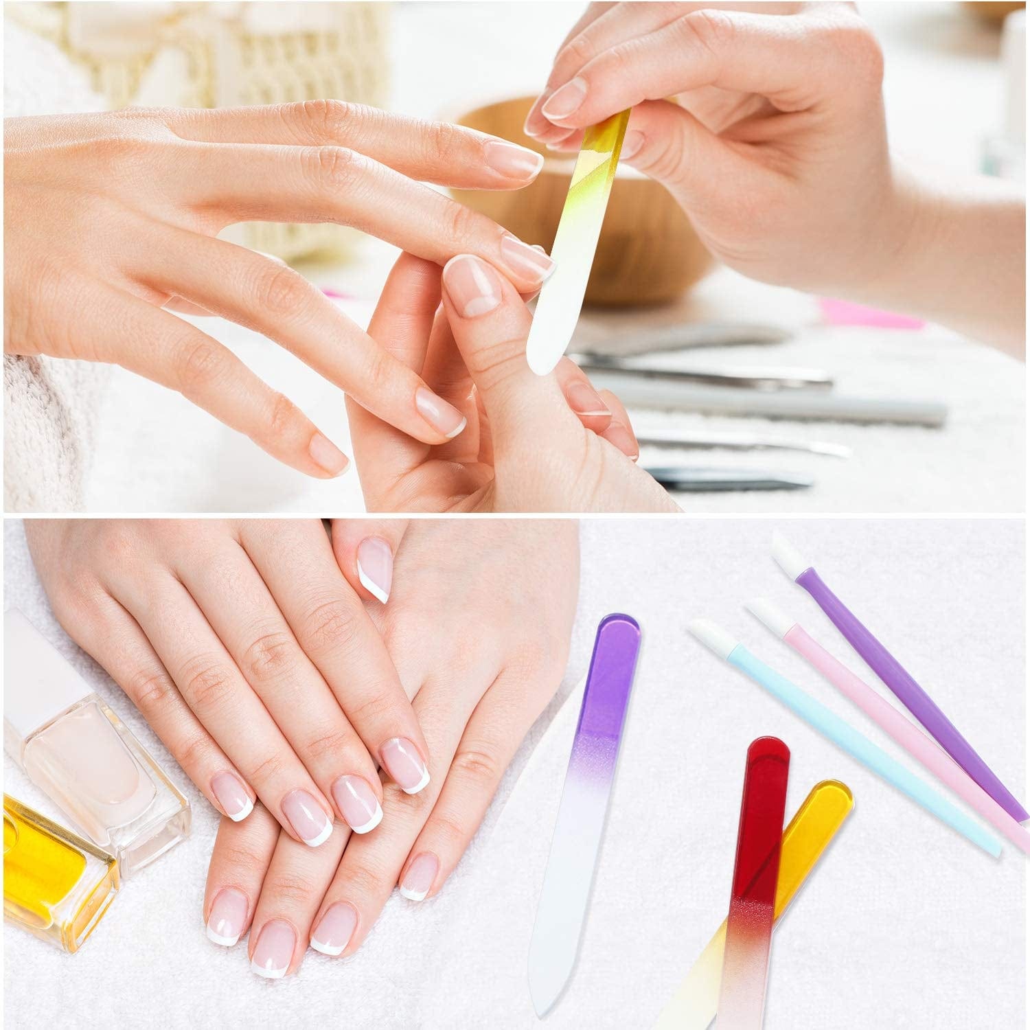 30 Pieces Glass Crystal Nail Files and Plastic Cuticle Pusher Rubber Handle Fingernail File Manicure Tools, Gradient Rainbow Color Buffer Manicure Tool Set for Natural Nail Health & Beauty > Personal Care > Cosmetics > Cosmetic Tools > Nail Tools Honoson   