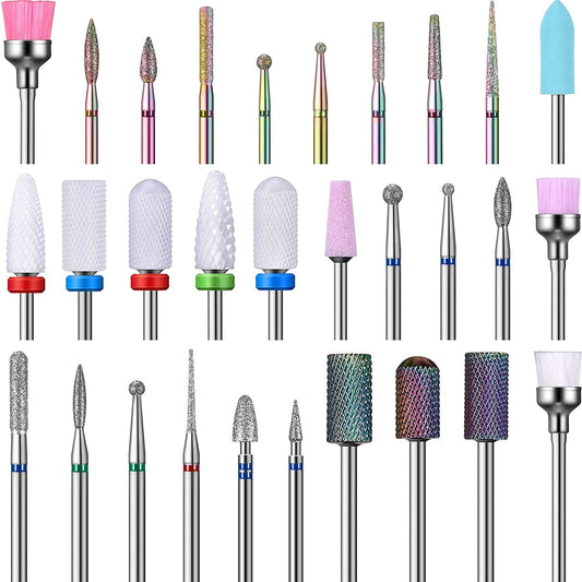 30 Pieces Nail Drill Bits Set 3/32 Inch Ceramic Efile Nail Drill Bits Diamond Cuticle Electric Nail File Carbide Cuticle Remover Bits for Home Salon Acrylic Gel Nail Manicure Pedicure Tools Health & Beauty > Personal Care > Cosmetics > Cosmetic Tools > Nail Tools Honoson   