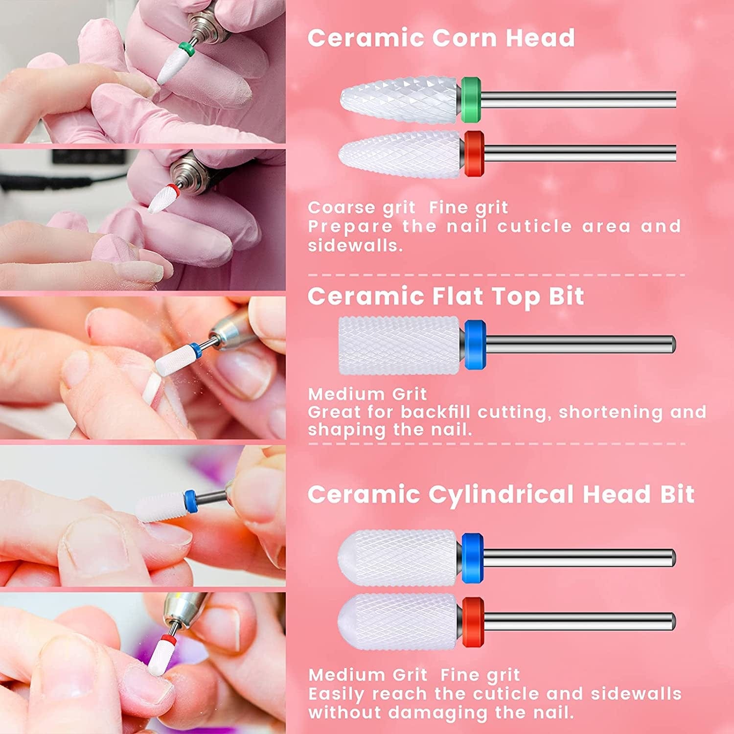 30 Pieces Nail Drill Bits Set 3/32 Inch Ceramic Efile Nail Drill Bits Diamond Cuticle Electric Nail File Carbide Cuticle Remover Bits for Home Salon Acrylic Gel Nail Manicure Pedicure Tools Health & Beauty > Personal Care > Cosmetics > Cosmetic Tools > Nail Tools Honoson   