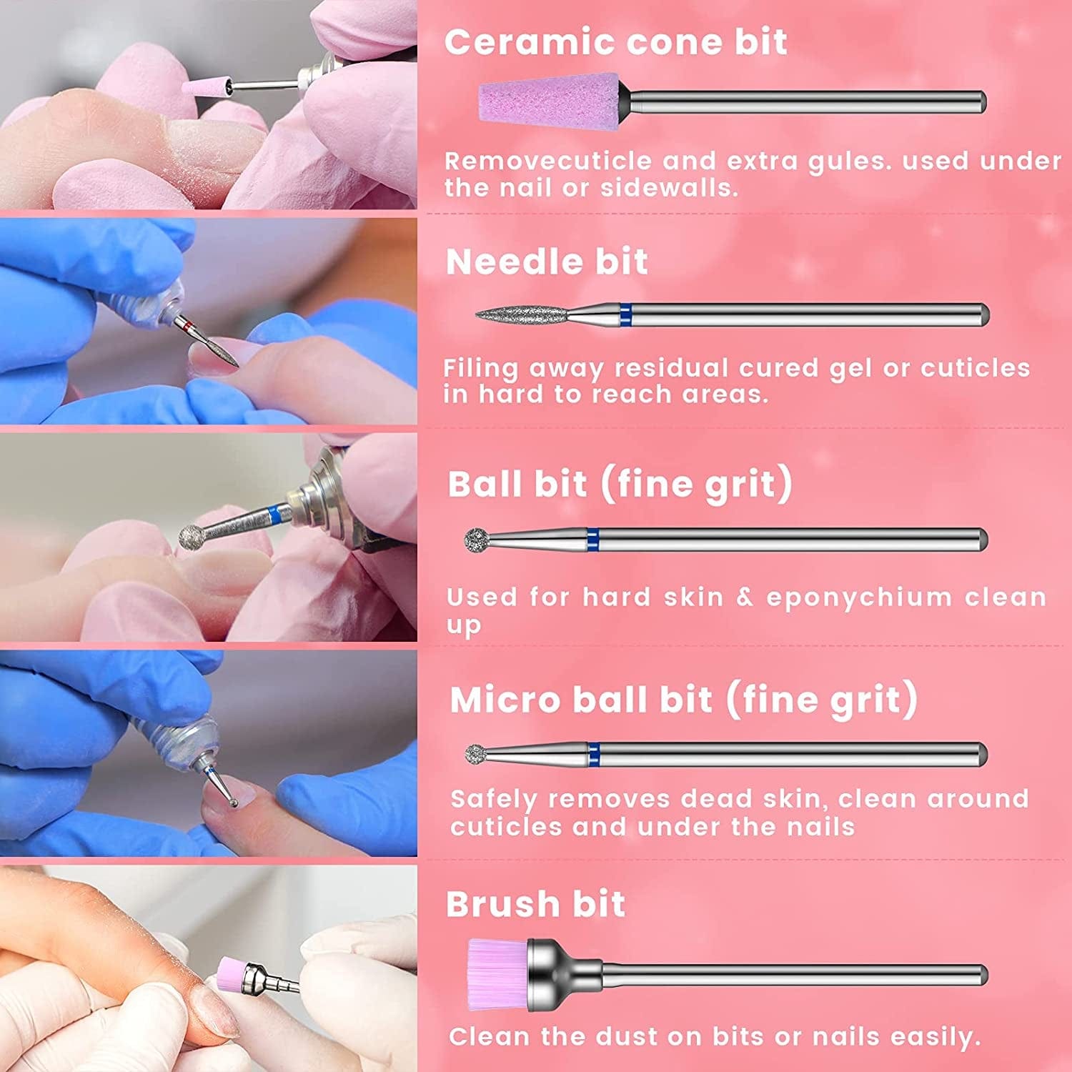 30 Pieces Nail Drill Bits Set 3/32 Inch Ceramic Efile Nail Drill Bits Diamond Cuticle Electric Nail File Carbide Cuticle Remover Bits for Home Salon Acrylic Gel Nail Manicure Pedicure Tools Health & Beauty > Personal Care > Cosmetics > Cosmetic Tools > Nail Tools Honoson   