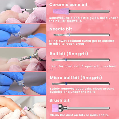 30 Pieces Nail Drill Bits Set 3/32 Inch Ceramic Efile Nail Drill Bits Diamond Cuticle Electric Nail File Carbide Cuticle Remover Bits for Home Salon Acrylic Gel Nail Manicure Pedicure Tools Health & Beauty > Personal Care > Cosmetics > Cosmetic Tools > Nail Tools Honoson   