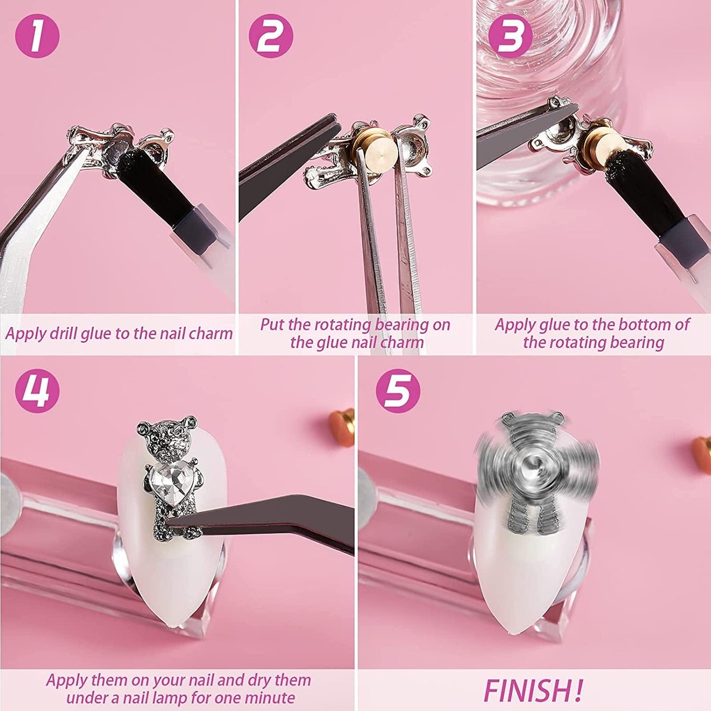 30 Pieces Spinning Nail Charms Nail Art Rotating Charm Rotating Bearing Nail Art Tool Nail Rings Jewelry Rotating Nail Tools 3D Nail Charms for Women Girls Nails Crafting Gold (30 Pieces) Health & Beauty > Personal Care > Cosmetics > Cosmetic Tools > Nail Tools Leelosp   